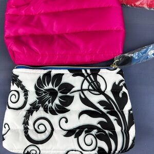 Lot of 2 Estee Lauder PUFFER Pouch Soft Make-up Bag Floral NEW